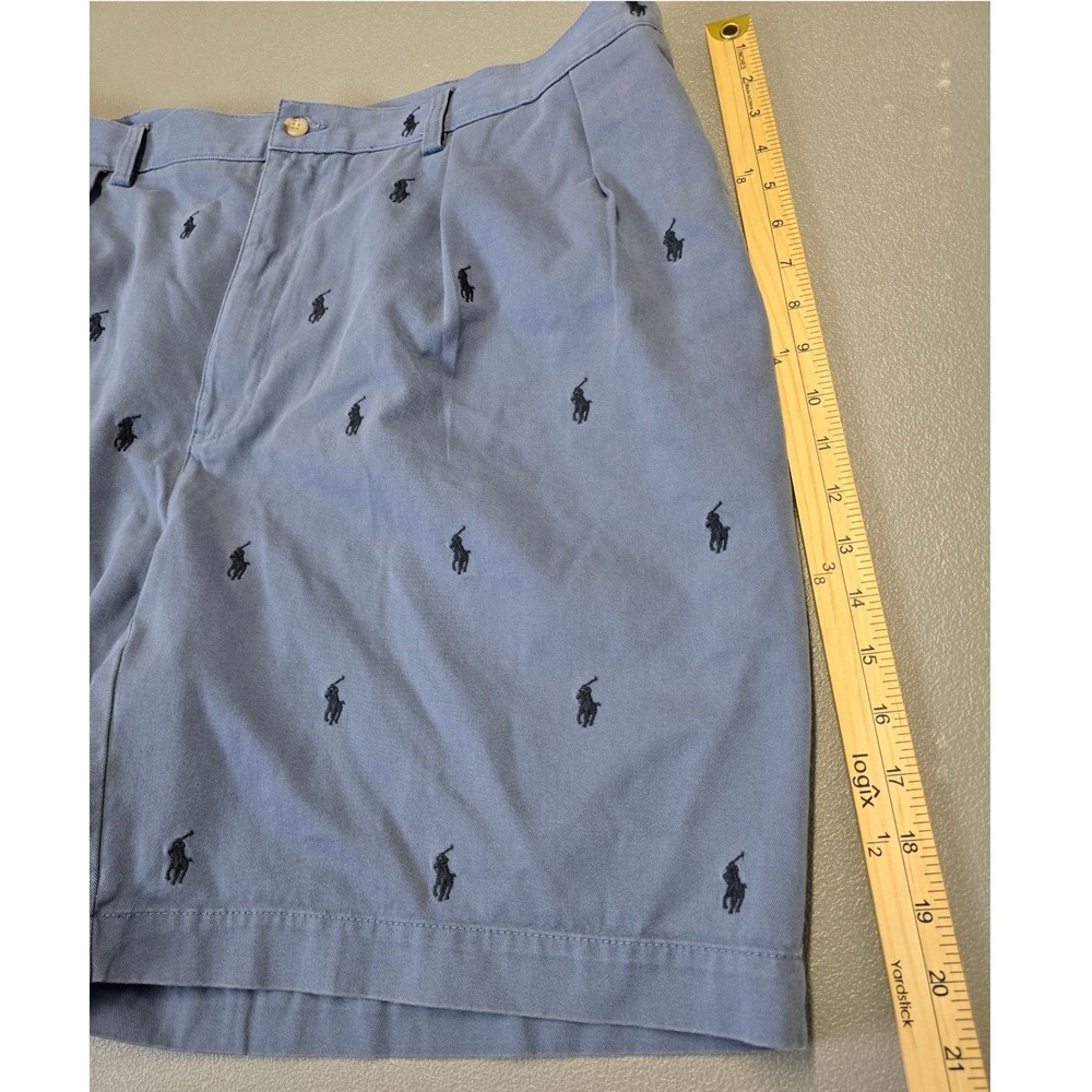 Polo Ralph Lauren Tyler Shorts Men 42 Blue All Over Pony Embroidered Cotton - Picture 11 of 12